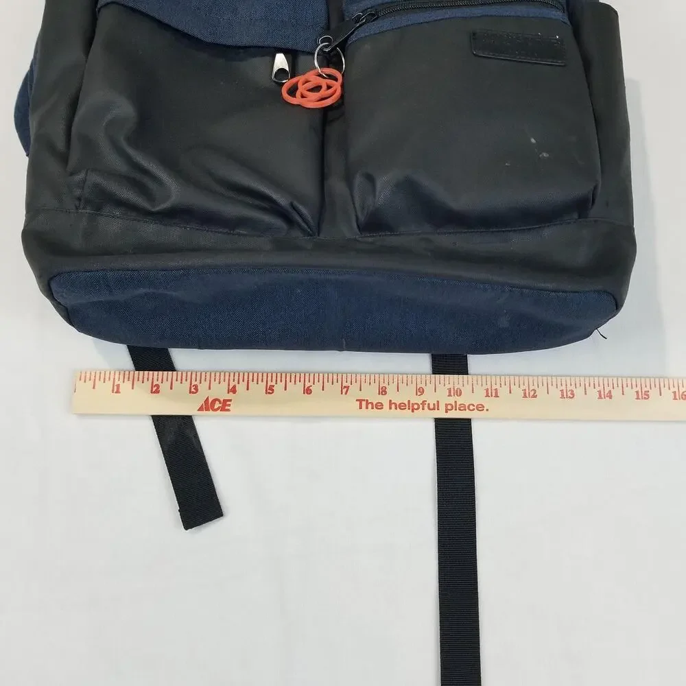 Duchamp London Backpack Navy Blue Black Two Tone Daypack Rucksack Zip Pockets